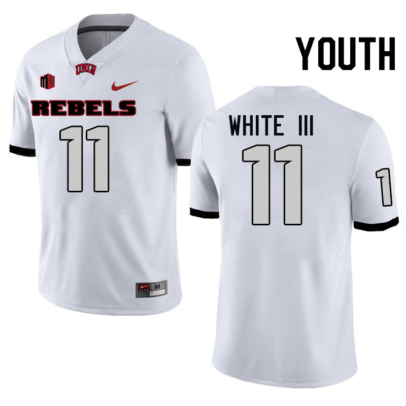 Youth #11 Ricky White III UNLV Rebels College Football Jerseys Stitched-White